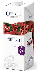 Сливки Свежее Завтра ультрапастеризованные 34% 1л
