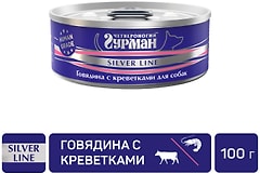 Корм консервированный для собак Четвероногий гурман Silver line Говядина с креветками 100г 