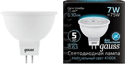Лампочка светодиодная Gauss GU5.3 MR16 7W 630lm 4100K LED