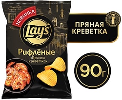 Чипсы Lays рифленые Пряная креветка 90г