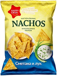 Чипсы Happy Crisp кукурузные Nachos Сметана и Лук 75г