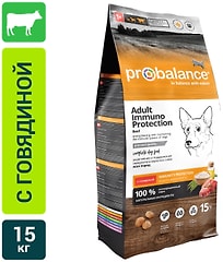 Сухой корм для собак Probalance Adult Immuno Protection с говядиной 15кг