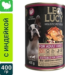 Влажный корм для собак  Leo&Lucy паштет с индейкой и ягодами подходит пожилым 400г