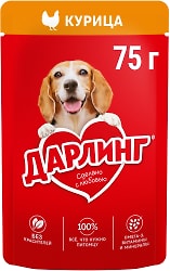 Влажный корм для собак Дарлинг с курицей 75г