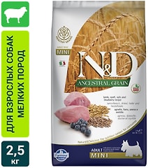 Сухой корм для собак Farmina N&D Dog Ancestral Grain низкозерновой с ягненком и черникой для мелких пород 2.5кг