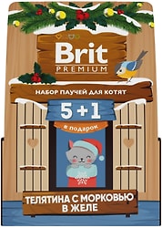 Набор влажного корма для котят Brit Premium Телятина с морковью в желе 85г*5+1шт