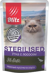 Влажный корм для кошек Blitz Holistic Sterilised cat для стерилизованных Утка с лососем 85г