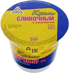 Крем сливочный Пискаревский с ванилином 15% 250г