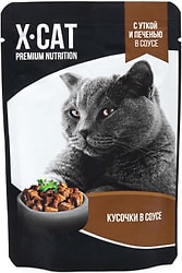 Влажный корм для кошек X-CAT Утка и печень в соусе 85г