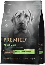 Сухой корм для собак Premier Dog Lamb&Turkey Adult Maxi Свежее мясо ягненка с индейкой 3кг