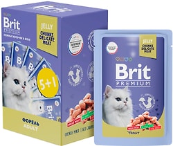 Набор влажного корма для кошек Brit Premium Форель в желе 85г*5+1шт