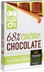 Шоколад Tomer Light горький без сахара 68% 90г