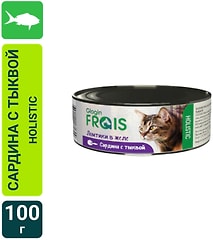 Влажный корм для кошек Frais Holistic Cat ломтики в желе сардина с тыквой 100г