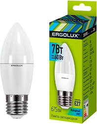 Лампа Ergolux светодиодная LED C35 7W E27 4K