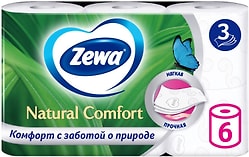 Туалетная Бумага Zewa Natural Comfort 6 рулонов 3 слоя в ассортименте