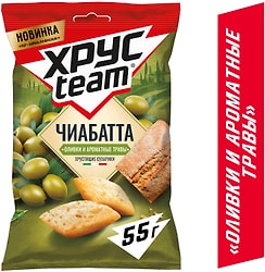 Сухарики Хрусteam Чиабатта оливки и ароматные травы воздушные 55г