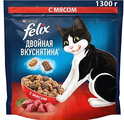 Сухой корм для кошек Felix Двойная Вкуснятина с мясом 1.3кг