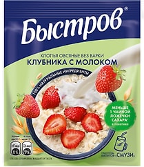 Хлопья Быстров Овсяные без варки Клубника с молоком 40г