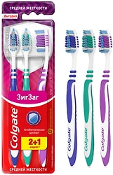 Зубная щетка Colgate Зиг Заг многофункциональная средней жесткости 2+1шт