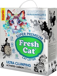 Наполнитель комкующийся для кошачьего туалета Fresh Cat Активированный уголь без аромата 6л