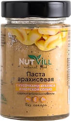 Паста арахисовая Nutvill с кусочками арахиса без сахара 180г