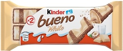 Вафли Kinder Bueno White покрытые белым шоколадом c молочно-ореховой начинкой 39г