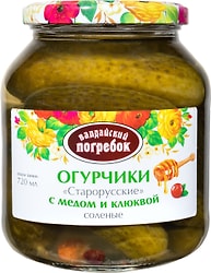 Огурцы Валдайский Погребок Старорусские с медом и клюквой соленые 720мл