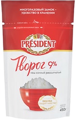 Творог President рассыпчатый 9% 450г