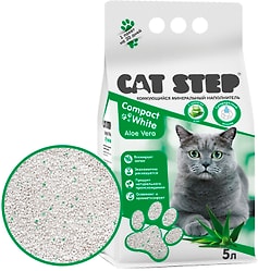 Наполнитель для кошачьего туалета Cat Step Compact White Aloe Vera комкующийся минеральный 5л