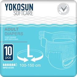 Подгузники для взрослых YokoSun на липучках Размер L 10шт