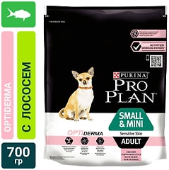 Сухой корм для собак Pro Plan Optiderma Small&Mini Adult Sensitive Skin для мелких пород для здоровья кожи и шерсти с лососем 700г