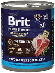Влажный корм для собак Brit Premium by Nature с говядиной и рисом 850г