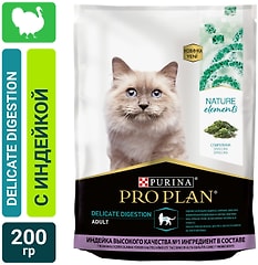 Сухой корм для кошек Pro Plan Nature Elements Delicate Digestion с индейкой 200г