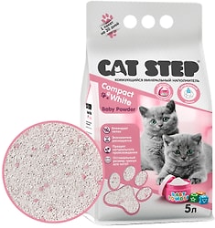 Наполнитель для кошачьего туалета Cat Step Compact White Baby Powder комкующийся минеральный 5л