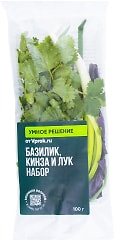Зелень набор Умное решение от Vprok.ru базилик кинза лук 100г упаковка