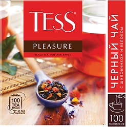 Чай черный Tess Pleasure с шиповником и яблоком 100 пак