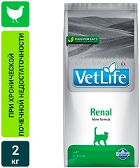 Сухой корм для кошек Farmina Vet Life Cat Renal диетический с курицей при болезни почек и почечной недостаточности 2кг