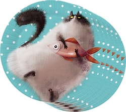 Тарелки бумажные ND Play Кот и рыбка 23см*6шт