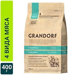 Сухой корм для кошек Grandorf Adult Indoor 4 вида мяса 400г