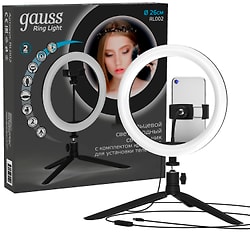 Светильник кольцевой Gauss 14W 700lm 3000-6500K 5V USB IP20 26*2.3см LED