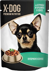 Влажный корм для собак X-DOG Курица и кролик в соусе 85г