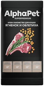 Изображение товара Крем-лакомство для кошек AlphaPet Superpremium Ягненок-облепиха 4шт*12г