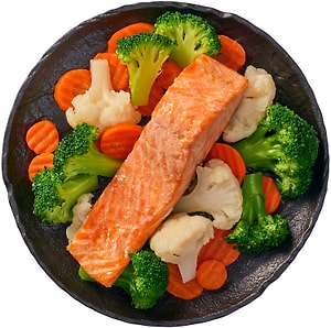 Изображение товара Стейк из форели Перекресток Select на пару с отварными овощами 230г