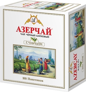 Изображение товара Чай черный Азерчай Байховый с чабрецом 100*2г