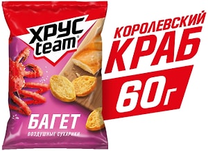 Изображение товара Сухарики Хрусteam Багет Королевский краб 60г