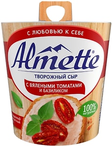 Изображение товара Сыр творожный Almette с вялеными томатами и базиликом 60% 150г
