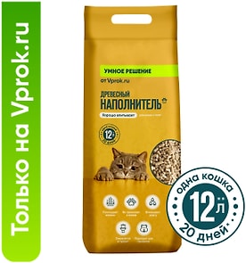 Изображение товара Наполнитель древесный для животных Умное решение от Vprok.ru 12л