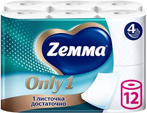 Изображение товара Туалетная бумага Zemma Only1 4 слоя 12 рулонов