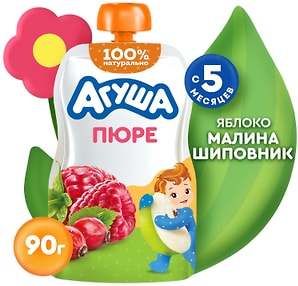 Изображение товара Пюре Агуша Яблоко-малина-шиповник 90г