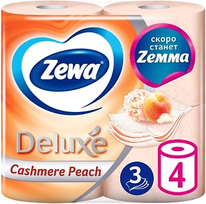 Изображение товара Туалетная бумага Zewa Deluxe Персик 4 рулона 3 слоя